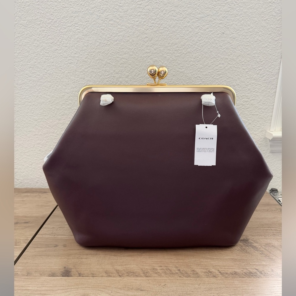 Coach Large Kisslock Frame Bag - Black Currant - Picture 5 of 9